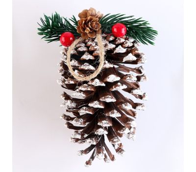 Набор ёлочных украшений «Шишки натуральные с декором и искусственным снегом», 14,5 см и 12 см, изображение 2