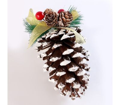 Набор ёлочных украшений «Шишки натуральные с декором и искусственным снегом», 14,5 см и 12 см, изображение 3