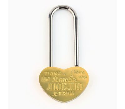 Свадебный замок «Ты+Я=Семья» — золотой и красный символ нерушимой любви, изображение 3