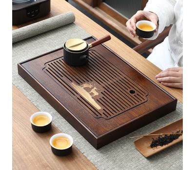 Поднос для чайной церемонии ДЖЕКИЧАЙ — компактная бамбуковая чабань с сливом воды, изображение 2