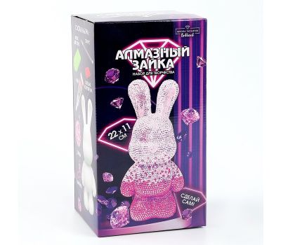 Алмазная мозаика на фигурке с полным заполнением «Зайка», розовый, изображение 8