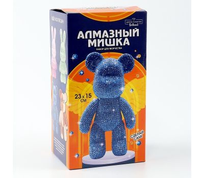 Алмазная мозаика на фигурке с полным заполнением «Медведь», синий, изображение 7