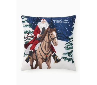 Новогодняя подушка «Этель. Большой удачи» 40×40 см велюр, изображение 2
