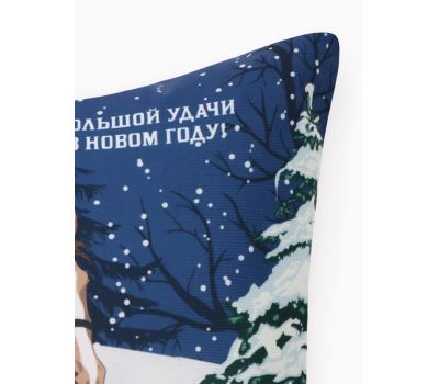Новогодняя подушка «Этель. Большой удачи» 40×40 см велюр, изображение 3