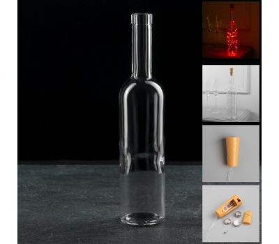 Набор гирлянда с пробкой и бутылкой, 2 м, 20 LED, свечение красное — для праздничного декора, изображение 2