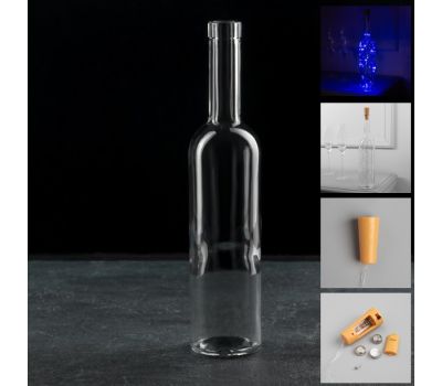 Набор гирлянда с пробкой и бутылкой, 2 м, 20 LED, свечение синее — стильный декор для праздника, изображение 2