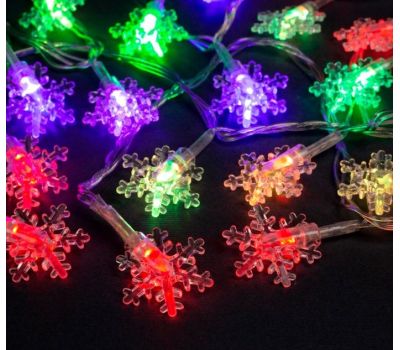 Гирлянда «Нить» 5 м с насадками «Снежинки малые», 20 LED, изображение 4
