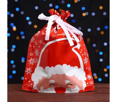 Пакет подарочный новогодний с завязками «Дед Мороз», 24×32 см, изображение 4