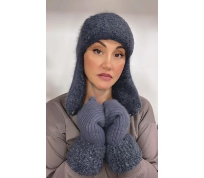 Набор "Теплая зима" (шапка ушанка+варежки) N05 — идеальное сочетание стиля и комфорта, изображение 2
