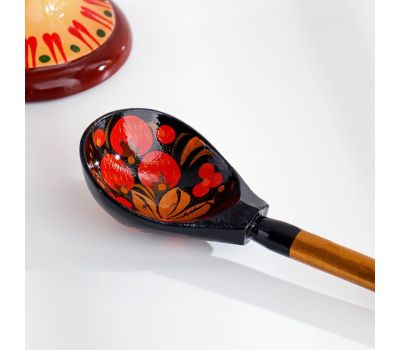 Деревянная ложка для солений «Хохлома» с художественной росписью 40 см, изображение 3
