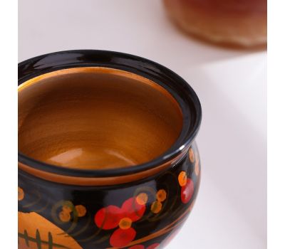 Солонка с крышкой «Ягодка» хохлома деревянная 7×6 см, изображение 5