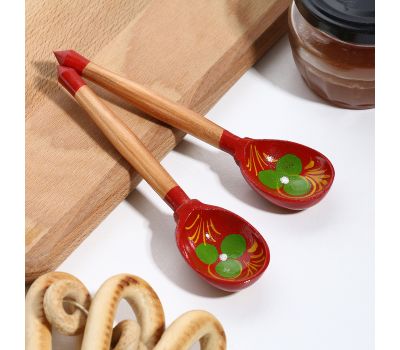 Деревянная ложка «Хохлома» — традиционная роспись ручной работы, изображение 3