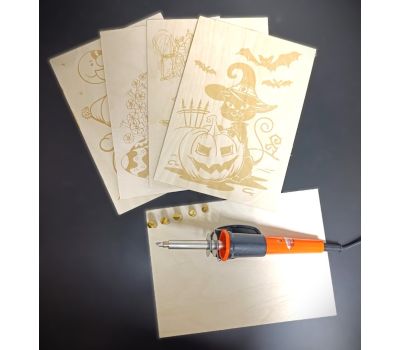 Набор для выжигания по дереву «Праздники» — творческий комплект для детей 8+ с насадками и трафаретами A5, изображение 2