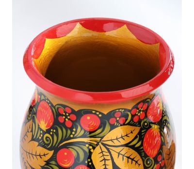 Набор посуды «Хозяюшка» — 6 деревянных ложек и ваза в традиционной хохломской росписи, изображение 5