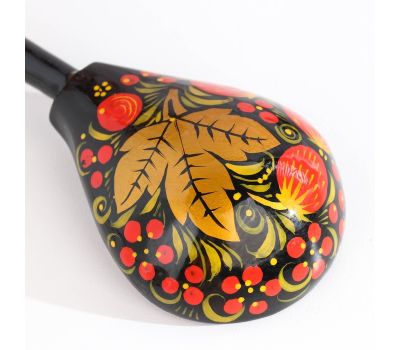 Набор посуды «Хозяюшка» — 6 деревянных ложек и ваза в традиционной хохломской росписи, изображение 9