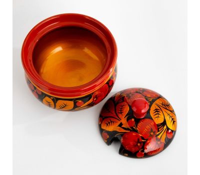 Сахарница «Ягодка» из дерева с ложкой — хохломская роспись для уютного чаепития, изображение 3