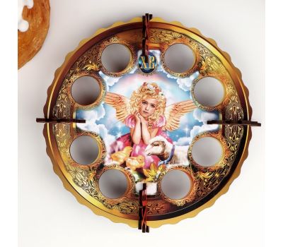 Пасхальная подставка для яиц «Девочка с ягнёнком» на 8 ячеек — красивый декор для праздничного стола, изображение 2