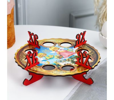Пасхальная подставка для яиц «Девочка с ягнёнком» на 8 ячеек — красивый декор для праздничного стола, изображение 3
