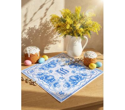 Салфетка пасхальная на стол «Гжель ХВ» 65×65 см, изображение 2
