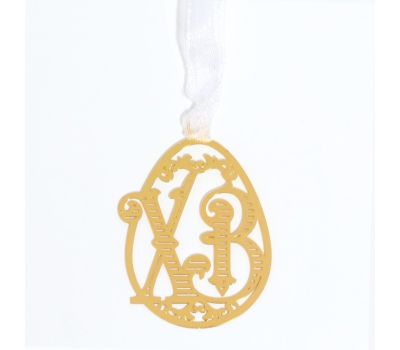 Украшение для вербы «ХВ» на Пасху — золотистая подвеска для праздничного букета, изображение 4