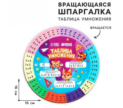 Вращающаяся шпаргалка «Таблица умножения» — крути, считай и проверяй ответы с удовольствием!, изображение 4