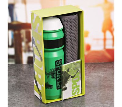 Полезный набор для фитнеса: бутылка для воды, полотенце и блокнот, изображение 2