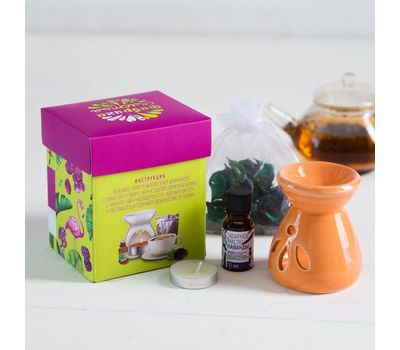 Подарочный набор для релаксации: аромалампа, свеча и черный чай, изображение 3