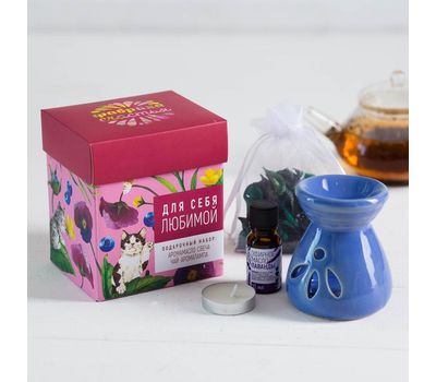 Подарочный набор для релаксации: аромалампа, свеча и черный чай, изображение 2