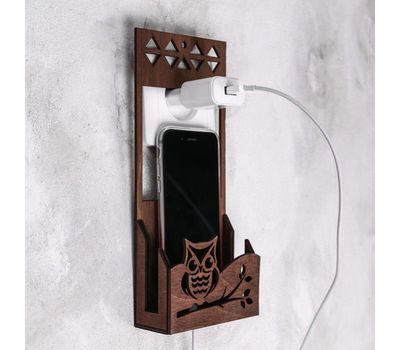 Органайзер деревянный для телефона на розетку «Совушка» — стиль и безопасность для вашего гаджета, изображение 2