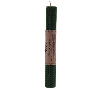 Свеча из зелёной вощины с базиликом «Искра удачи» высота 20 см